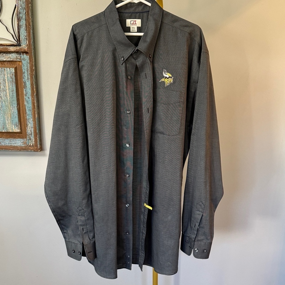 Minnesota Vikings Black Button-Down Shirt with logo XXXL